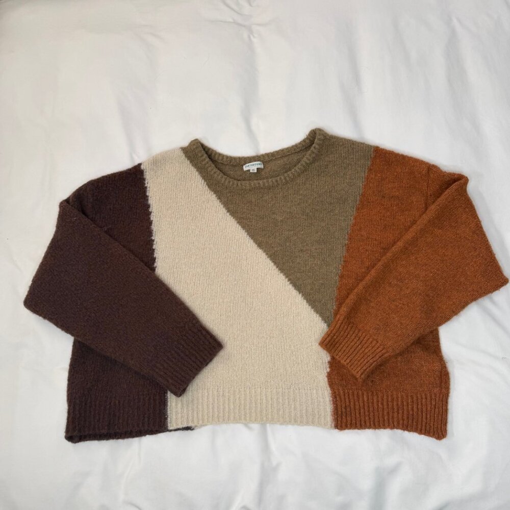 Earthbound Trading Co Oversized Colorblock Sweater XL | Boho Chunky Knit Boxy - Picture 2 of 11